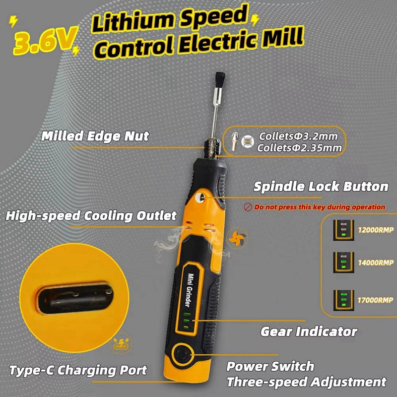 3D Printing Grinder - Kit mini smerigliatrice a batteria Penna